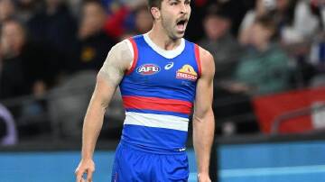 Western Bulldogs' Rhylee West has copped a one-game ban after a high bump on a Fremantle opponent. (James Ross/AAP PHOTOS)