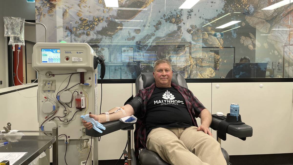 Stephen Mead donating plasma for the 26th time since the ban on UK donors was lifted one year ago. Picture by Chloe Coleman