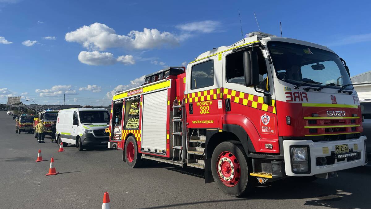 Fire trucks from Morpeth and East Maitland are attending a gas leak at Heddon Greta. Picture by Chloe Coleman