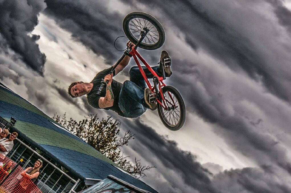 Ben Waterton in action at a previous BMX competition at Kurri Kurri Skate Park. Picture supplied.