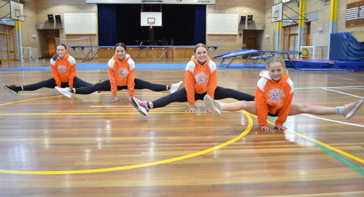 STRONG: Jessica Barrett, Maddison Antonio, Phoebe Sissingh and Elsie Barr - from Aerosport Allstars Cessnock - are training for the FISAF national aerobics championships in October.