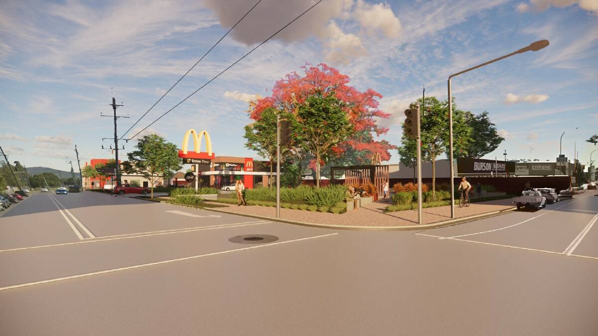 An artist's impression of the McDonald's restaurant that will be built on the corner of Vincent, Snape and Charlton streets in Cessnock.