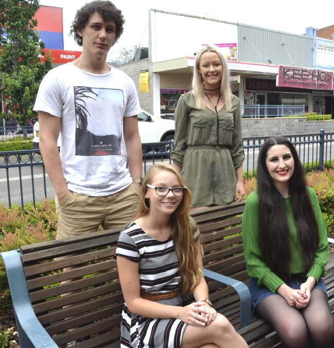 HAPPY: Pictured from left, Jack Carney, Gracen Blissett, Chloe Brown and Jessica Ritchie were among Cessnock's top performers in the 2016 Higher School Certificate.