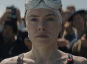 Daisy Ridley stars as Trudy Ederle in Young Woman and the Sea, while, below, Iwan Rheon appears in Those About to Die. Pictures by Disney+, Prime Video