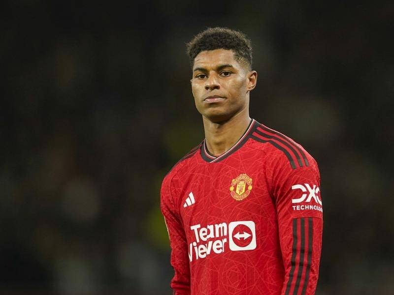 Manchester United striker Marcus Rashford is the big omission from England's provisional Euro squad. (AP PHOTO)