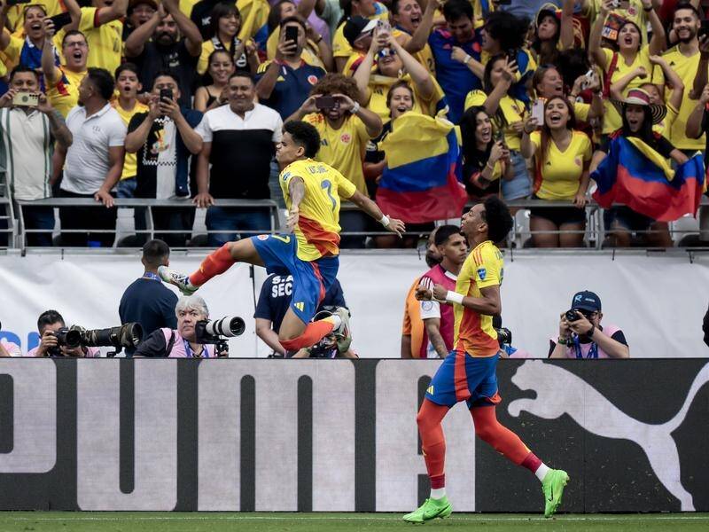 Luis Diaz celebrates his goal in Colombia's 3-0 win over Costa Rica in their Copa America clash. (EPA PHOTO)